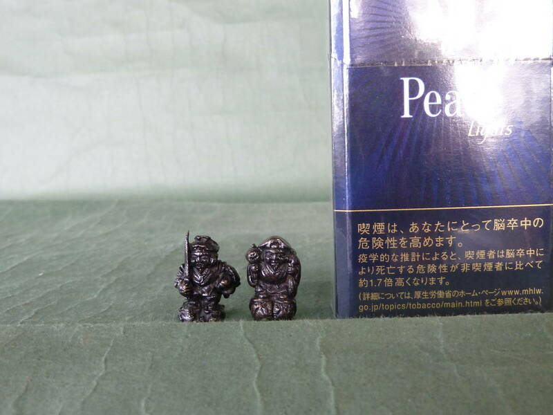 ミニチュア置物　恵比須大黒セット　高さ２ｃｍ　ミニ盆栽に最適　蝋型青銅製　新品