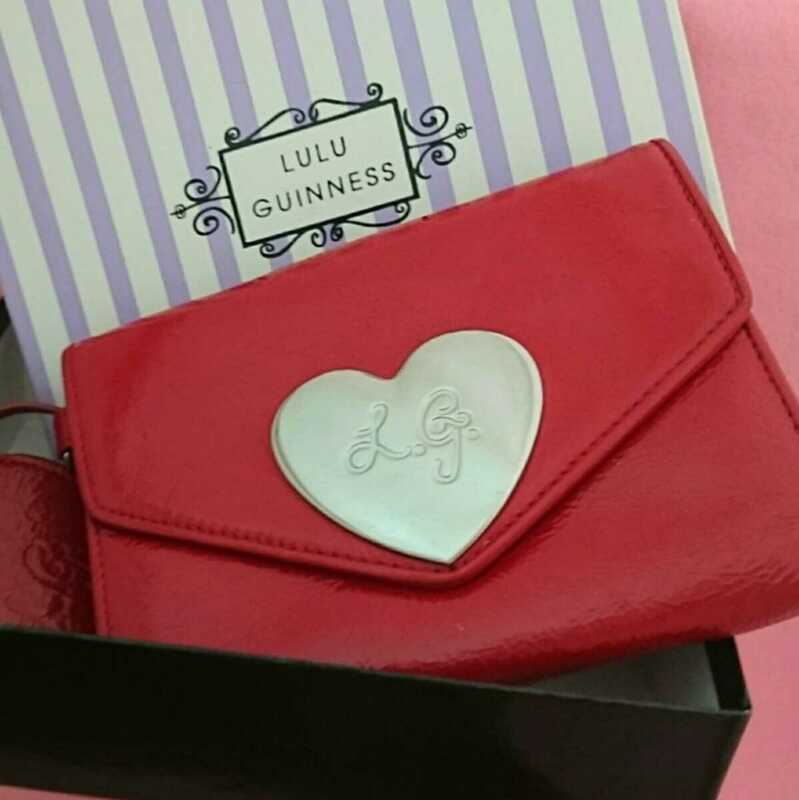 LULU GUINNESS　ルルギネス　３つ折り　財布　本革　エナメル レッド　中古　A395