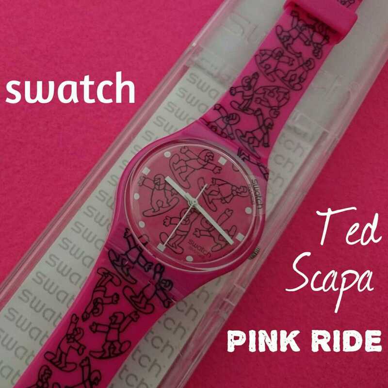 【未使用新品】swatch　Ted　Scapa　PINK　RIDE　GZ200　スウォッチ　テッド　スキャパ　ピンク　ライド　ケース付き　HW187
