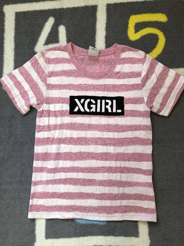 エックスガール★xgirl★半袖Tシャツ サイズ1　ピンク　ボーダー柄　美品