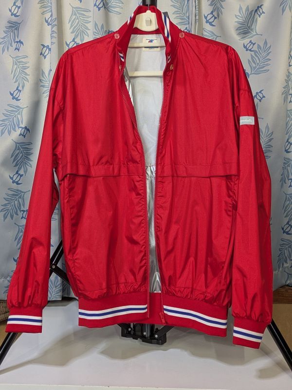 Y2K チャンピオン 美 O 上着 赤 ナイロン ウインドブレーカー ジャケット champion 裏アルミコーティング エクササイズ サウナ