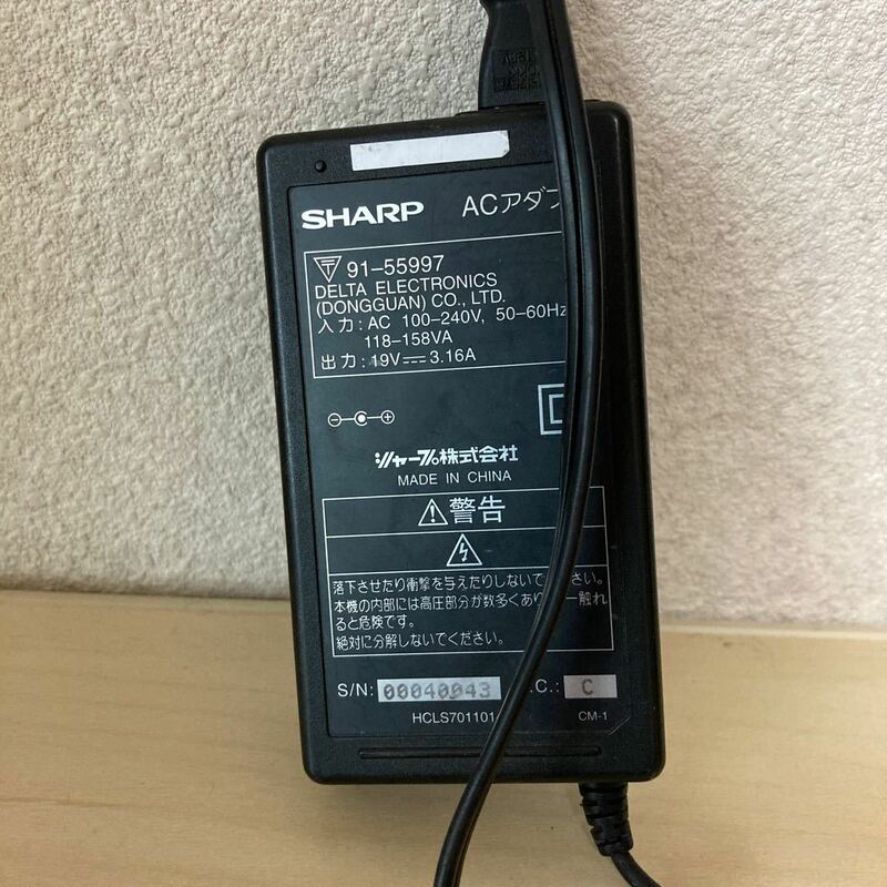 SHARP シャープ ACアダプター DELTA ELECTRONICS 00040043 19v 3.16a