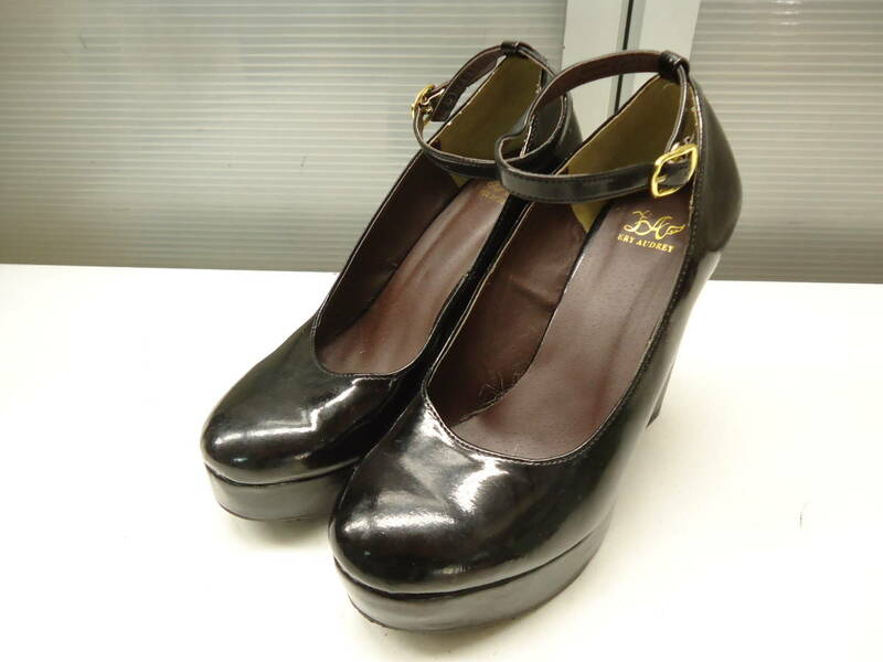 ERY AUDREY/エリーオードリー■LL(24.0cm程度)■エナメル ストラップ プレーン パンプス■BLACK/ブラック/黒■#20521MK430_6