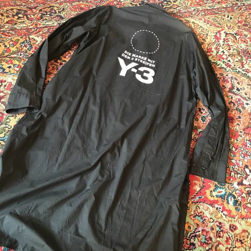 18ss yohji yamamoto スタッフシャツ　ブラック　サイズS Y-3 ワイスリー　ロングシャツ