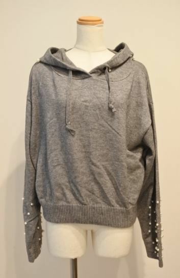 ZARA KNIT ザラ パーカー ニットパーカー 長袖 Mサイズ グレー ドロップショルダー レディース ymdnrk k②h0518