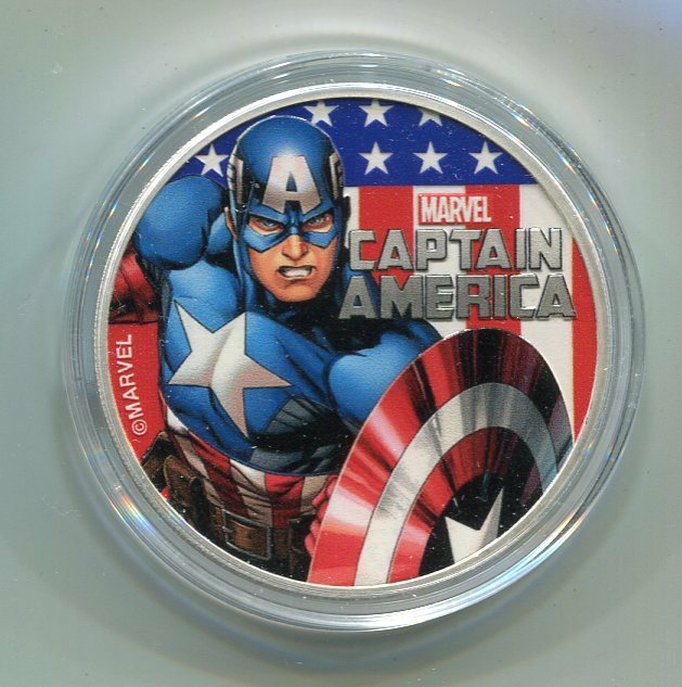 ツバル　2018年　銀貨　1ドル　Marvel Series Captain America　@5-53