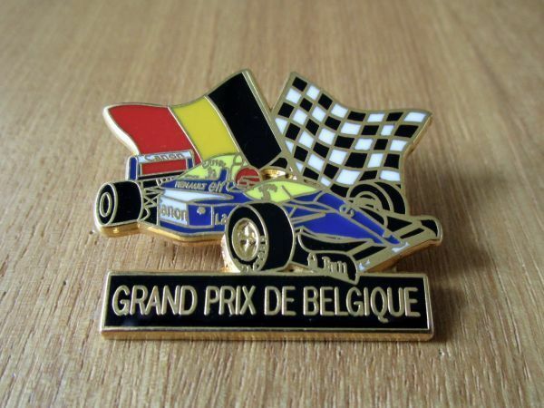 古い ピンバッジ : ベルギーGP マンセル キヤノン ウィリアムズ F1 レーシング カー 車 乗り物 ピンズ #V