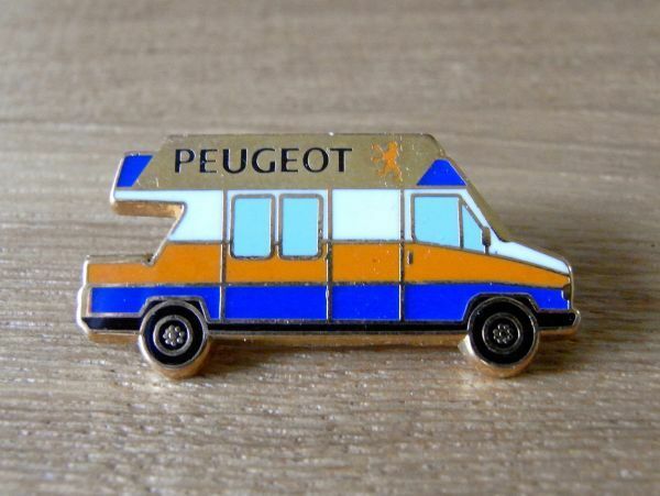 古い ピンバッジ：PEUGEOT プジョー 車 （オレンジ）広告 #d