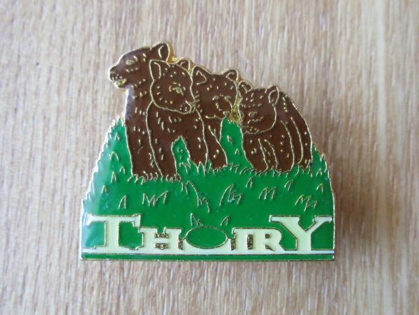 古い ピンバッジ : RHIRY 森の熊 クマ 動物 ピンズ #O
