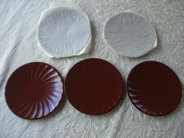 朱塗りの皿5枚　漆器　未使用　長期自宅保管品