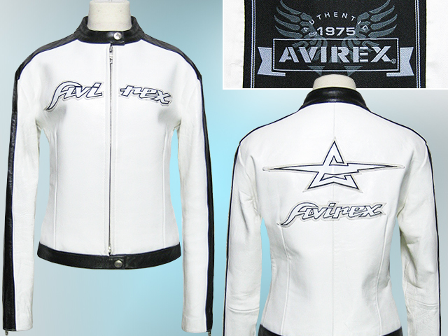 爽やかクール♪アビレックス(AVIREX)レディース立襟レザーライダースジャケット