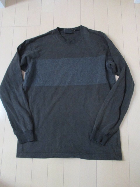 1990-2000's S 長袖 Tシャツ RRL ダブルアールエル 初期 ロングスリーブ ビンテージ 加工 ツートン ボーダー ブラック 黒