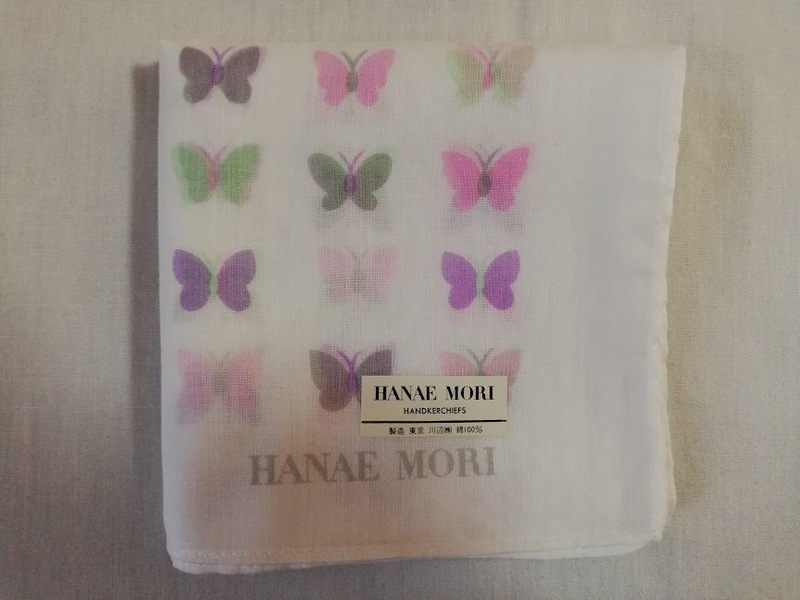 【正規品】HANAE MORI / ハナエ モリ ハンカチ ホワイト チョウ柄 yh-2471
