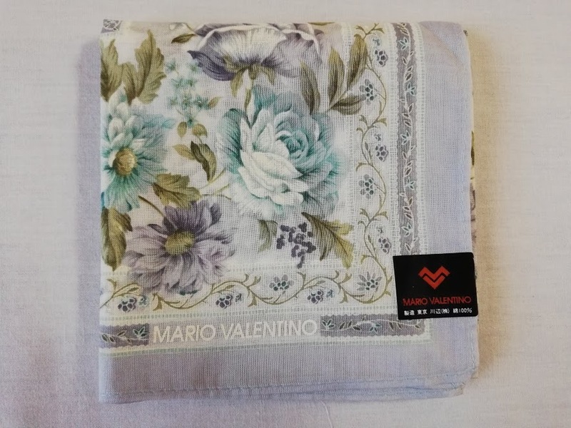 【正規品】Mario Valentino / マリオ・ヴァレンティーノ ハンカチ グレー 花柄 yh-2607