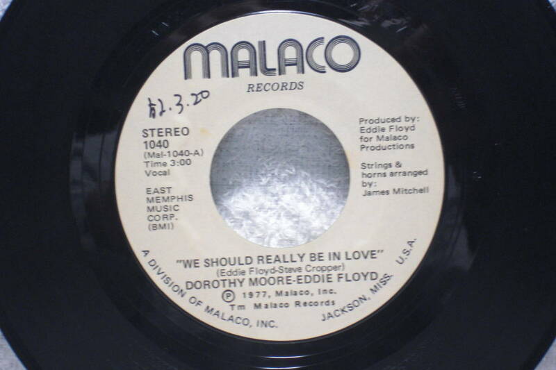 USシングル盤45’　Dorothy Moore & Eddie Floyd ： We Should Really Be In Love ／ I'll Never Be Loved (Malaco Records 1040 Ｅ