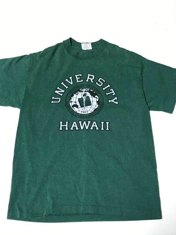 USA製 ★Hawaii ハワイ UNIVERSITY 大学 アメリカ製 Tシャツ 90s アロハ HeF-T OLD XL 90年代 カレッジ★