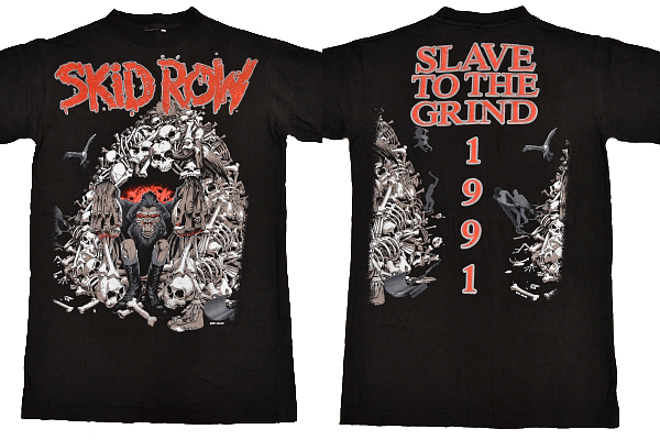 S-8663★送料無料★美品★SKID ROW スキッド ロウ★1991年 SLAVE TO THE GRAIND 90'ヴィンテージ ブラック 初期ツアー半袖Ｔ-シャツ Ｍ