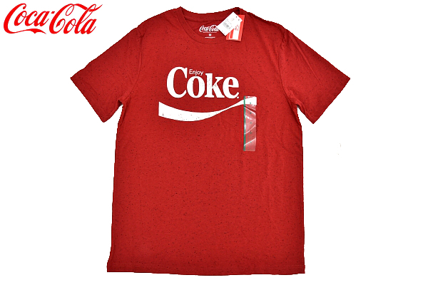 S-8936★送料無料★新品★Coca-Cola コカ コーラ★海外購入 レッド赤色 ビッグロゴプリント 表面凹凸 半袖Ｔシャツ Ｍ