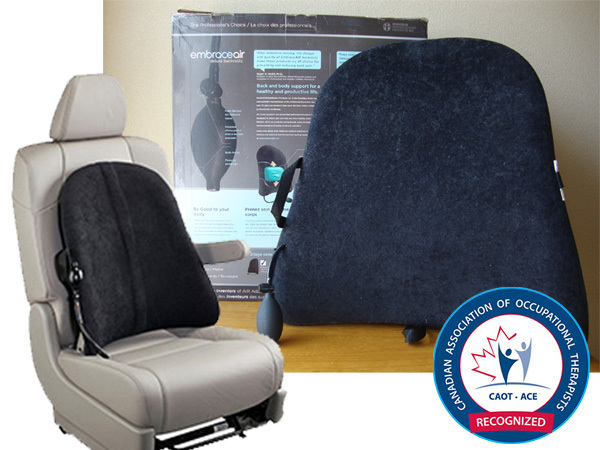 Embrace AIR Plus エアー 調整 バック サポート クッション 腰痛 対策 黒 カナダ製 車 椅子 腰枕 腰あて シート 姿勢矯正 背当て 背もたれ
