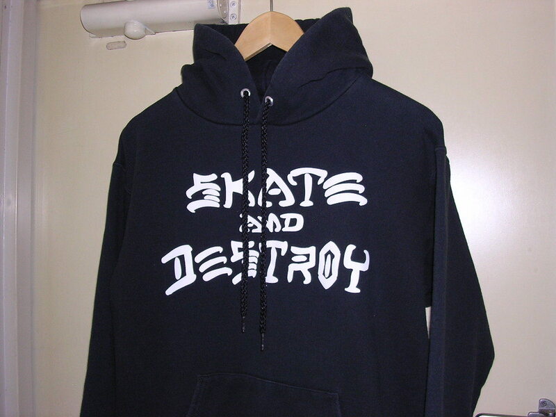 THRASHER skate and destroy hoodie S 黒 スラッシャー パーカー