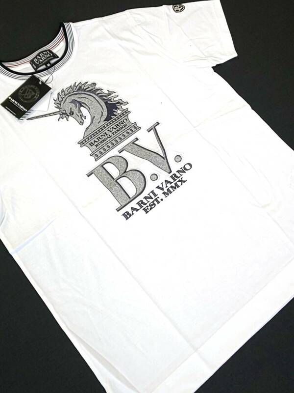 新品　SALE!!　特別価格!!　 送料無料　BARNI VARNO　バーニ ヴァーノ　ブランド　半袖　Tシャツ　M（L）サイズ　2855　白　日本製