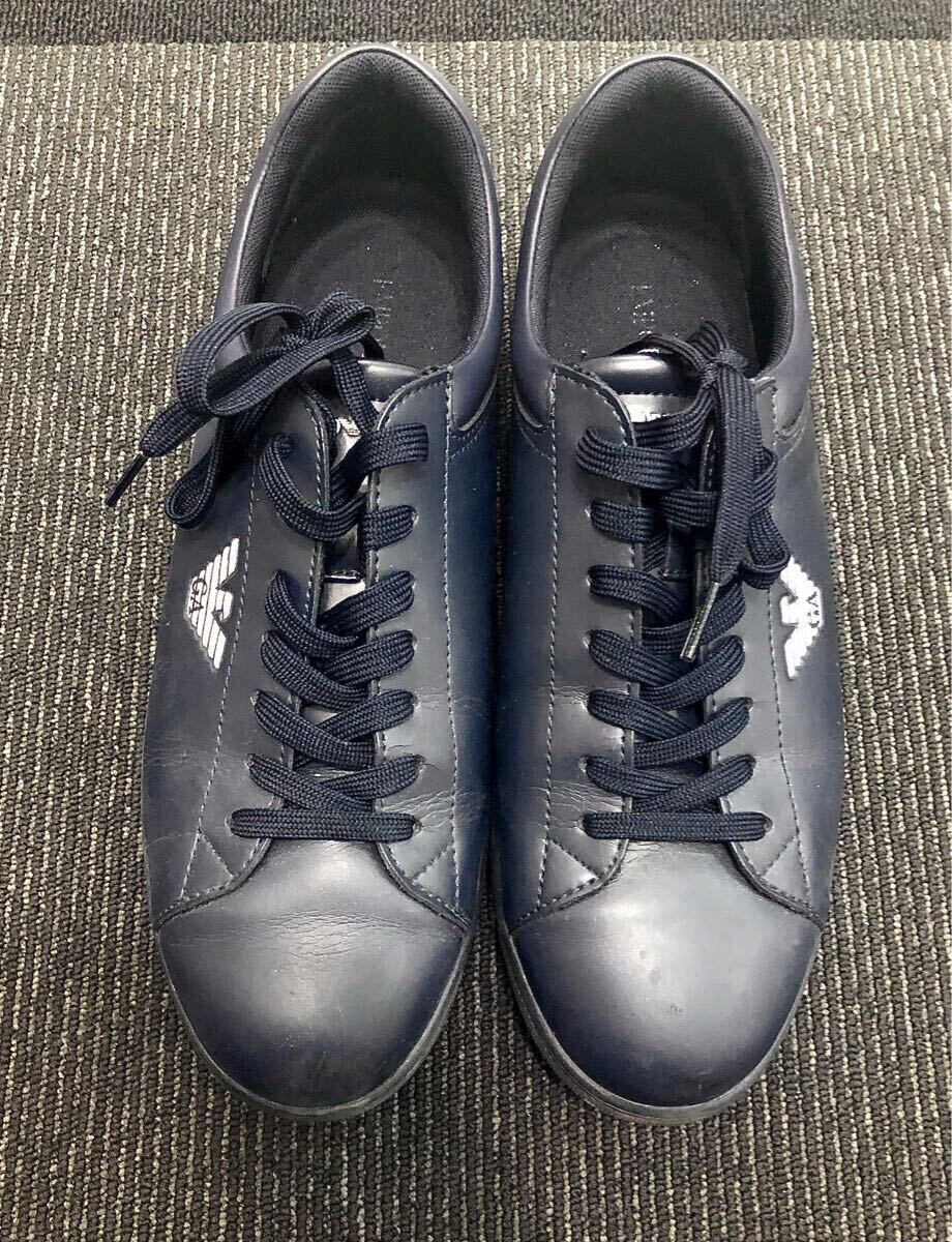 EMPORIO ARMANI エンポリオアルマーニー スニーカー シューズ 靴 ネイビー 紺 メンズ 27.5cm 男性用 80サイズ