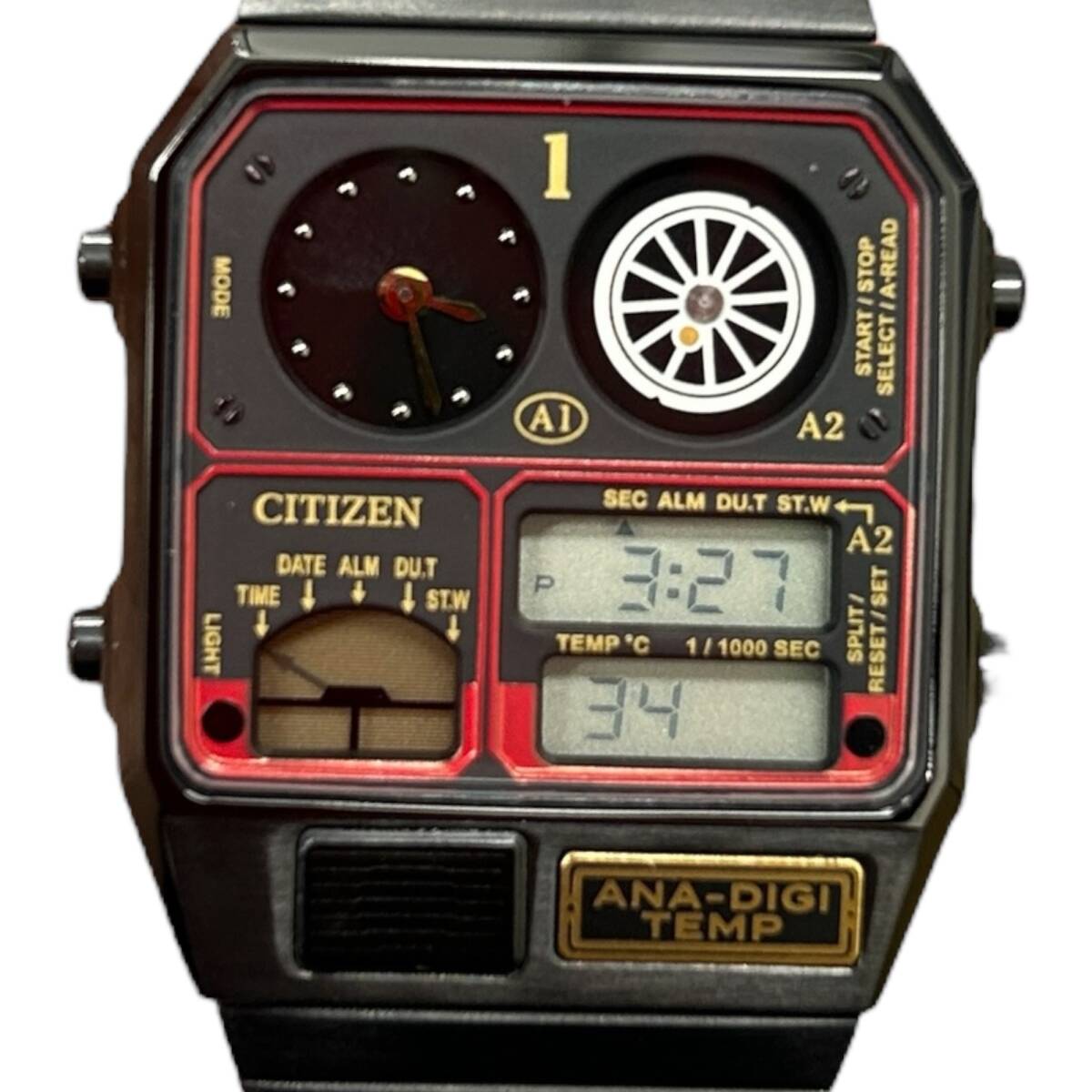 ◎新品◎シチズン アナデジテンプ 鉄道開業150周年 中央線 1号機関車 JG2135-68E ブラック×レッド I1411COA