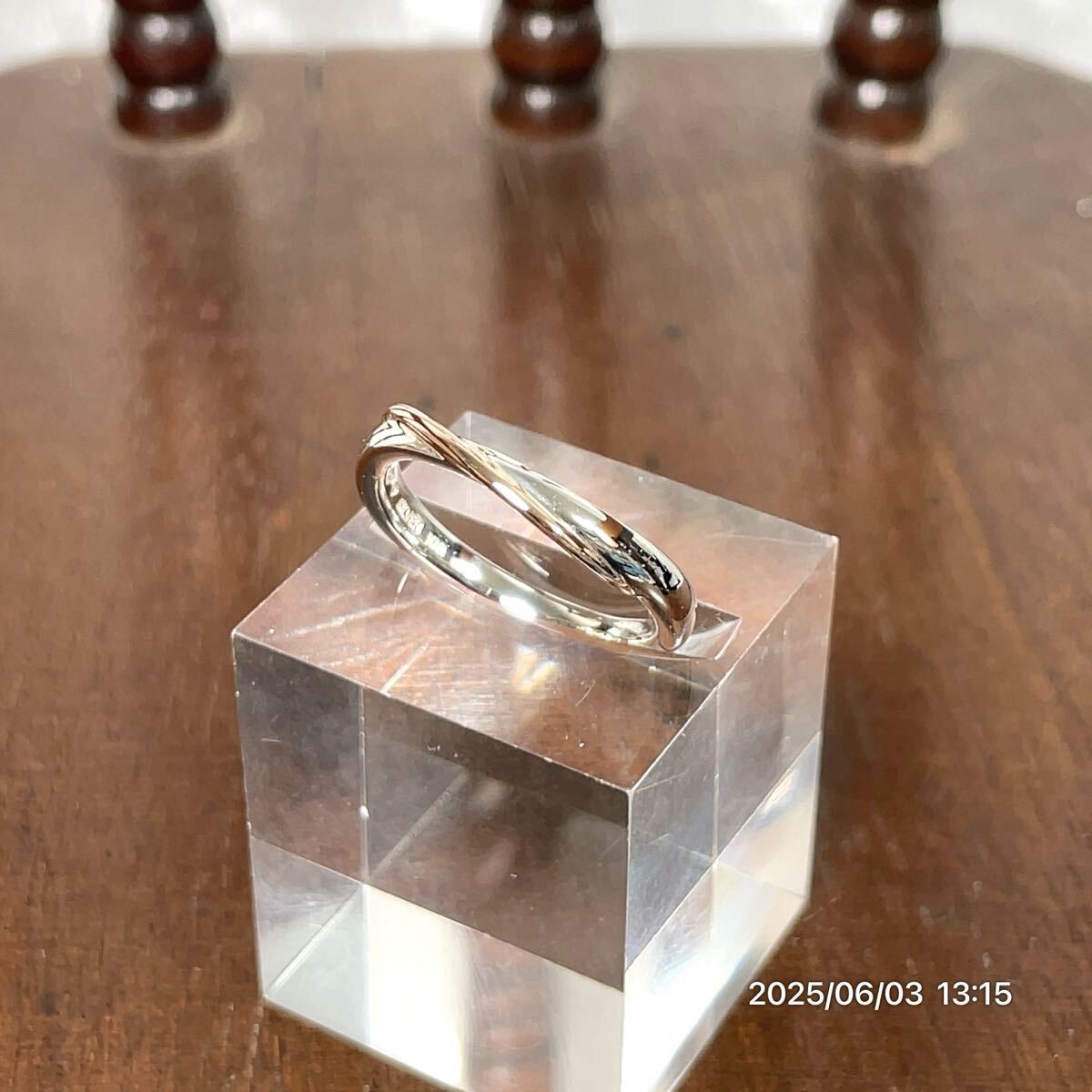 美品 K10 10金 SILVER シルバー 4°C ヨンドシー 曲線 コンビ リング 指輪 アクセサリー 装飾品 小物