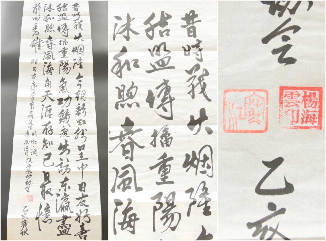 【真作】陝西気功協会 楊海雲　行書　紙本　まくり　唐物　書画