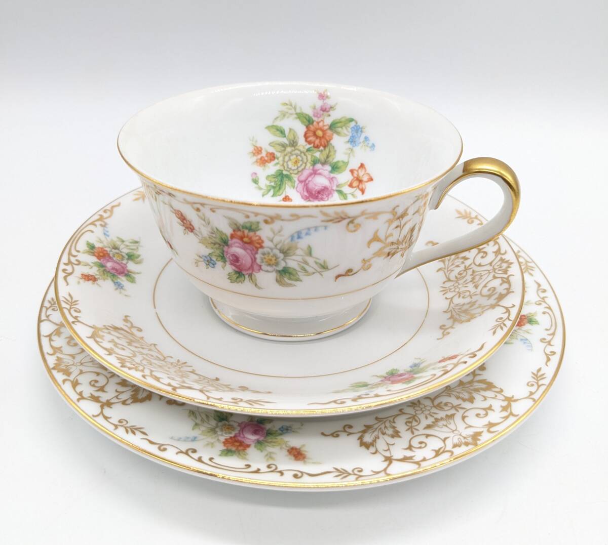 ■オールドノリタケ NORITAKEトリオ M印 315 DRESLURE 金彩 花柄 カップ＆ソーサー プレート 洋食器