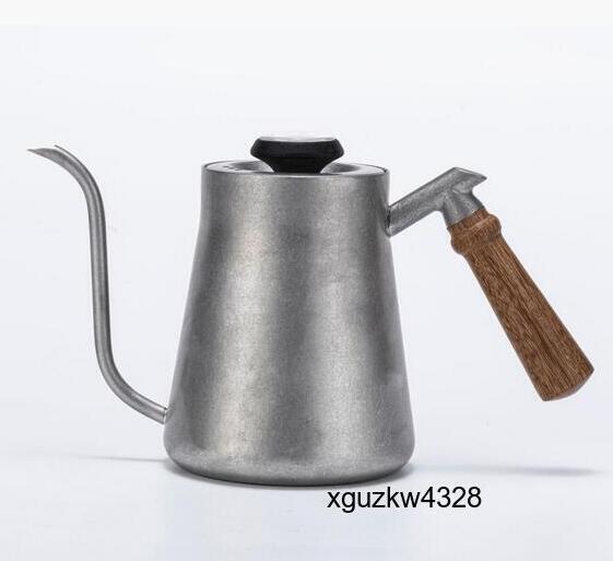 超高品質 ステンレス製 温度表示 細口 直火 HI コーヒーポット 頑丈 キャンプ用 650ml アウトドア 375g 25×10×13.5cm 黒 銀色