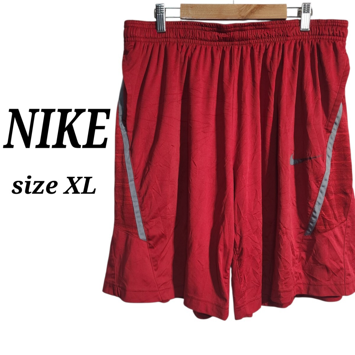 NIKE ナイキ DRI-FIT ドライフィット ハーフパンツ バスパン ジャージ トラックパンツ 赤 メンズ XL オーバーサイズ ビッグシルエット 90s
