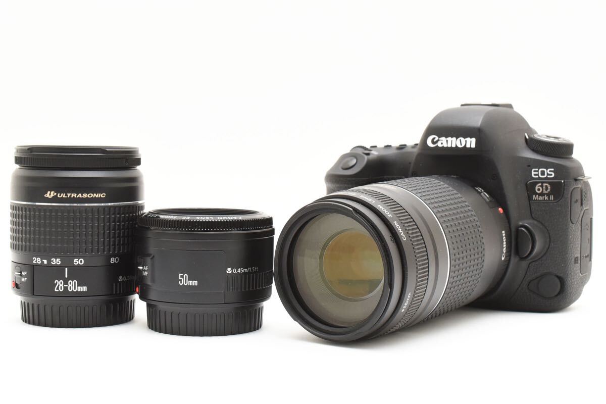 Canon EOS 6D mark II 標準&望遠&単焦点トリプルレンズセット/EF 28-80mm 1:3.5-5.6 V USM/EF 50mm 1:1.8II/EF 75-300mm 1:4-5.6 III USM