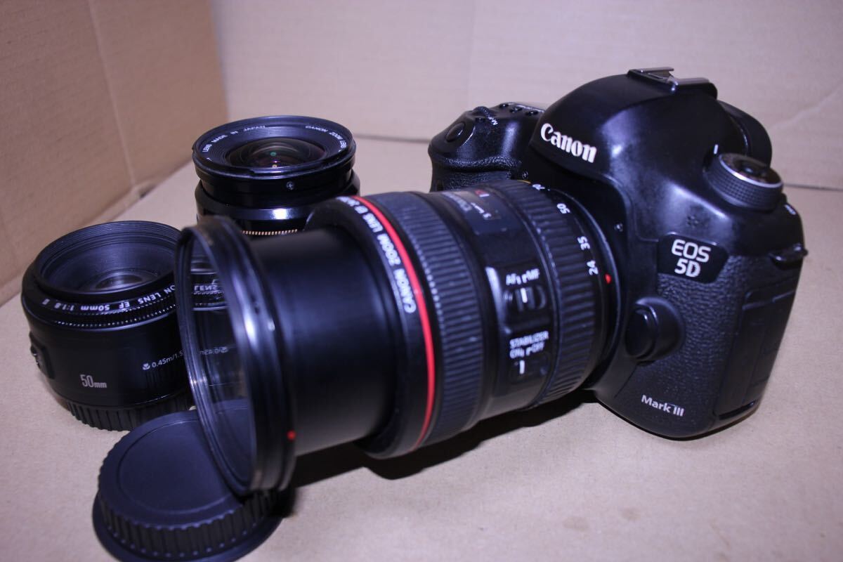 デジタル一眼レフカメラ Canon EOS 5D mark IIIトリプルレンズセット/EF 50㎜1:1.8 II/EF 28-80㎜1:3.5-5.6II/EF 24-70mm F4L IS USM