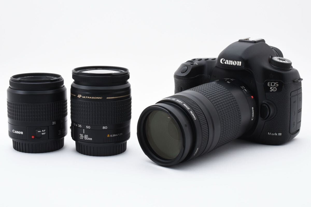 デジタル一眼レフカメラ Canon EOS 5D mark IIIトリプルレンズセット/EF 28-80㎜1:3.5-5.6IV/EF35-80㎜1:4-5.6III /EF75-300㎜1:4-5.6II