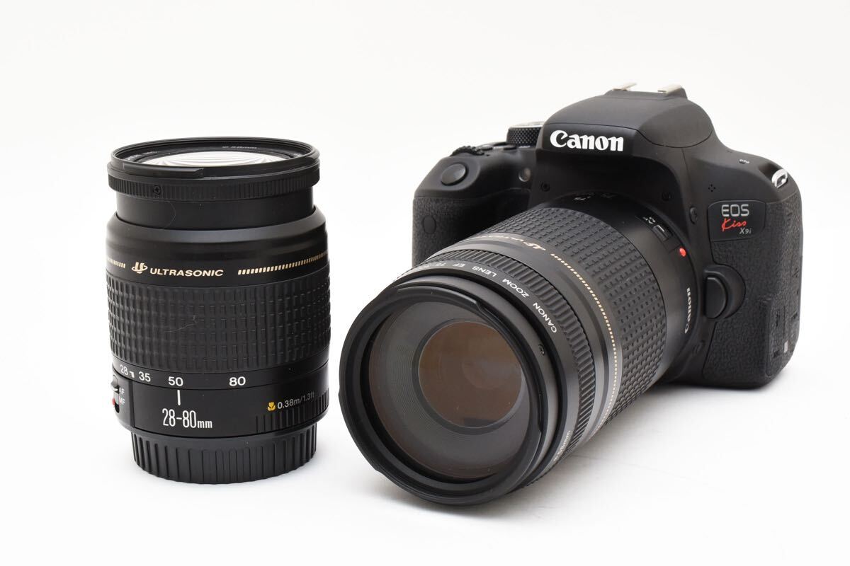 保証付き/デジタル一眼レフカメラ CANON EOS Kiss X9i/標準&望遠ダブルレンズセット/EF 28-80㎜1:3.5-5.6IV/EF 75-300㎜ F4-5.6 II