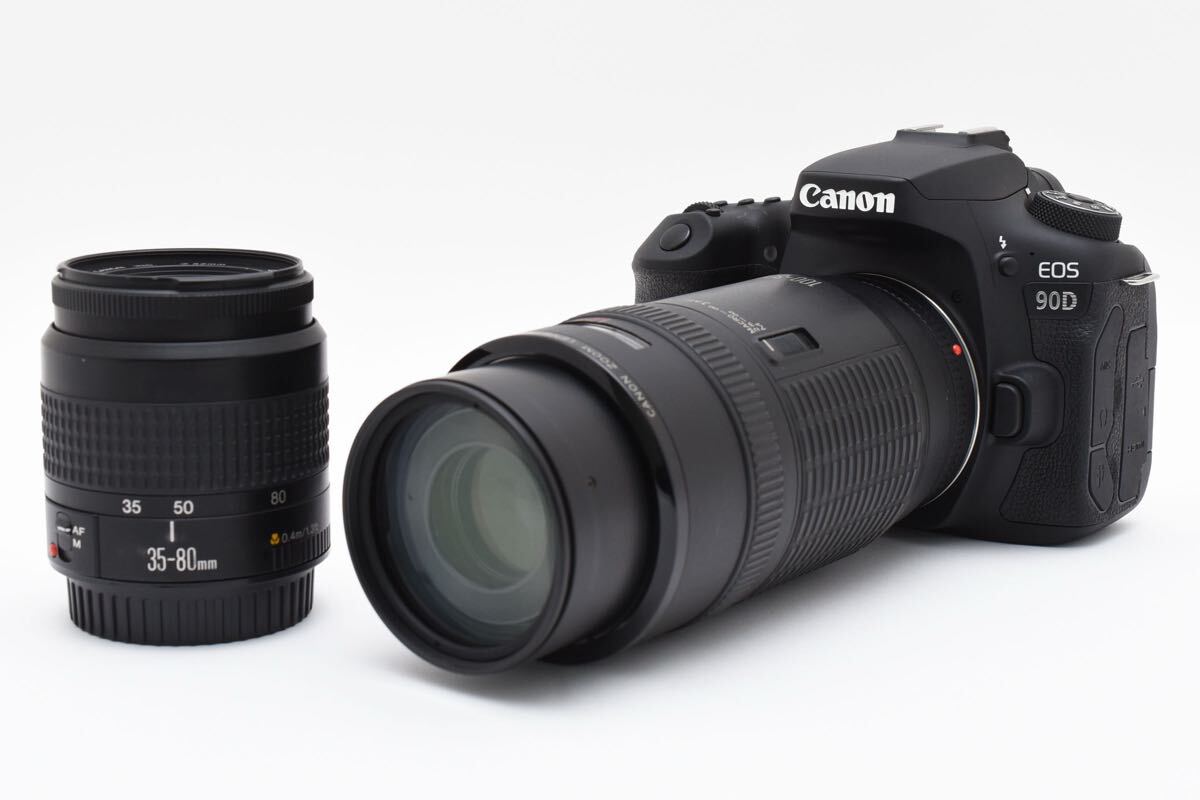 デジタル一眼レフカメラ Canon EOS 90D標準&望遠ダブルレンズセット/EF 35-80㎜1:4-5.6III/EF100-300㎜1:5.6
