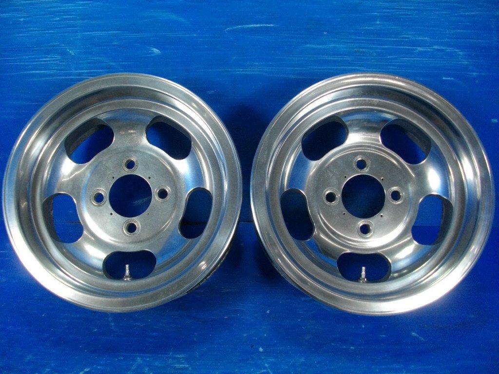 【H】不明 ディッシュホイール 14インチ 6.0J -13(実測値) 4H PCD114.3 ホイールのみ 2本セット スロットホイール 旧車