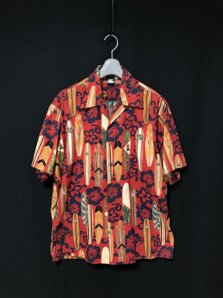 USA製 ヴィンテージ◆OP PRO オーシャンパシフィック　アロハシャツ サーフボード 総柄 サイズL