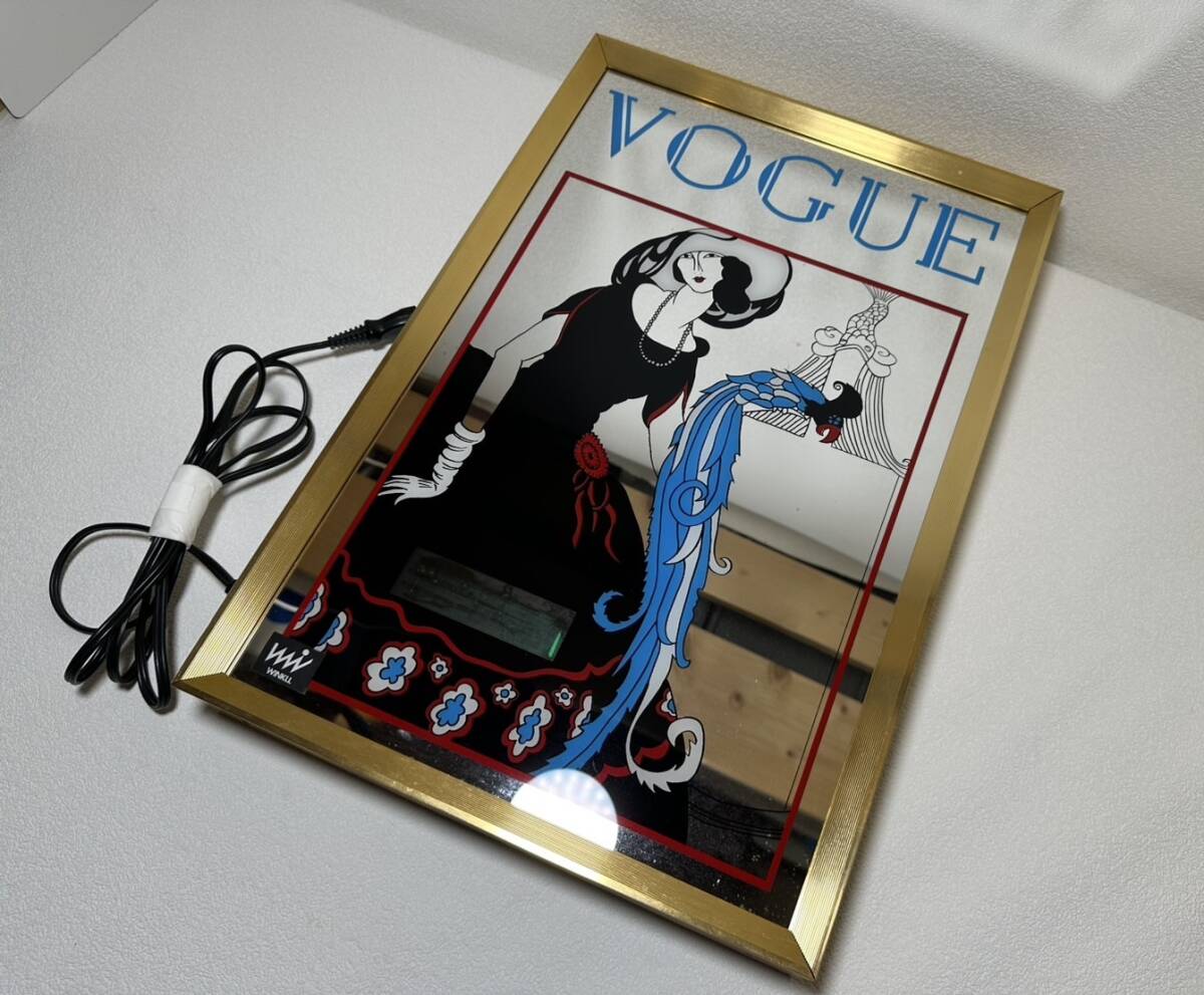 時計 【rry756 VOGUE ヴォーグ 壁掛け時計 鏡 ミラー パブミラー 希少 レア 昭和 当時物 骨董品 時代物 レトロ アンティーク ビンテージ 】