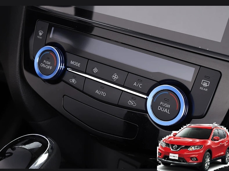 送料無料　♪　日産　エクストレイル　 t32 　　内装　エアコンリングカバー　ブルー