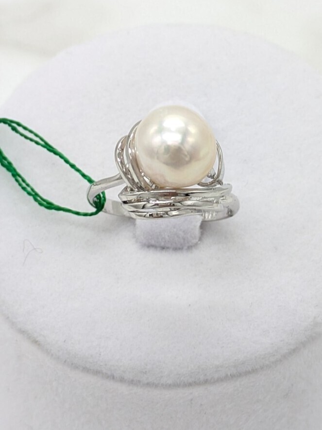 あこや本真珠　パールリング　9.5mn　SILVER刻印　10.5mm　アンティーク　レトロ　田中真珠　あこや真珠