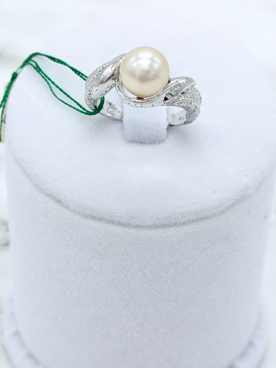 あこや本真珠　パールリング　8.2mm　アンティーク　12号　SILVER刻印　本真珠　田中真珠