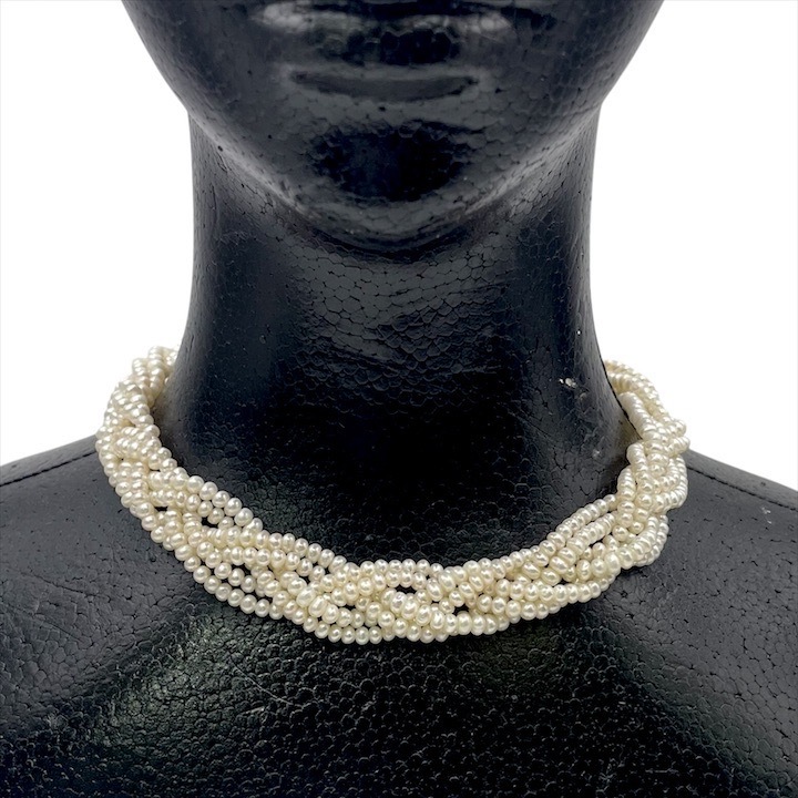 超美品 本真珠 あこや パール ベビーパール 6連 ネックレス アクセサリー 4mm 照り良好 ホワイト silver刻印有 m14490