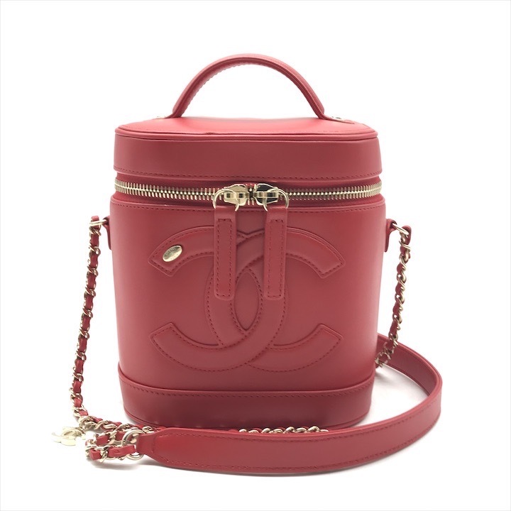 超美品 CHANEL シャネル ココマーク マトラッセ 2WAY バニティ ハンド チェーン ショルダー バッグ 斜め掛け レディース レッド k5225
