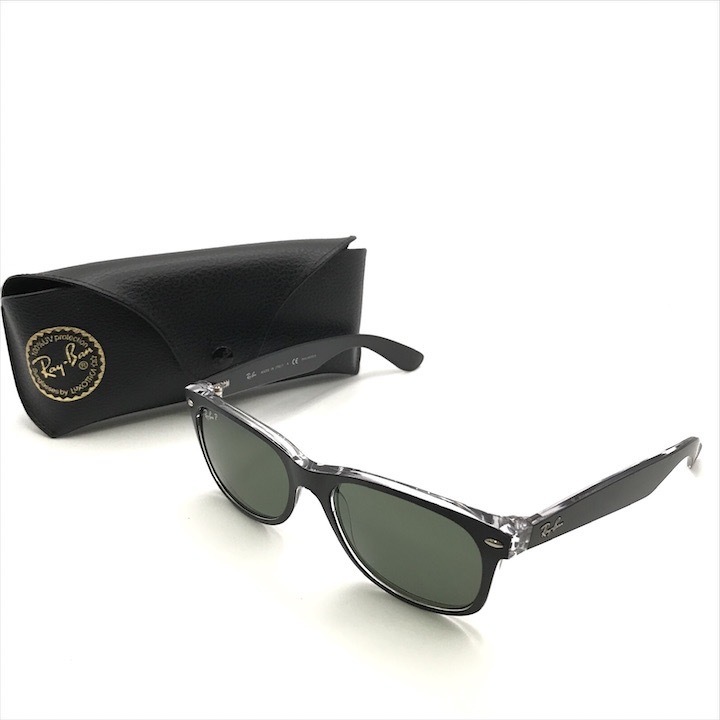 美品 Ray Ban レイバン ニューウェイ ファーラー サングラス アイウェア RB2132 ブラック ユニセックス ケース付 a8339