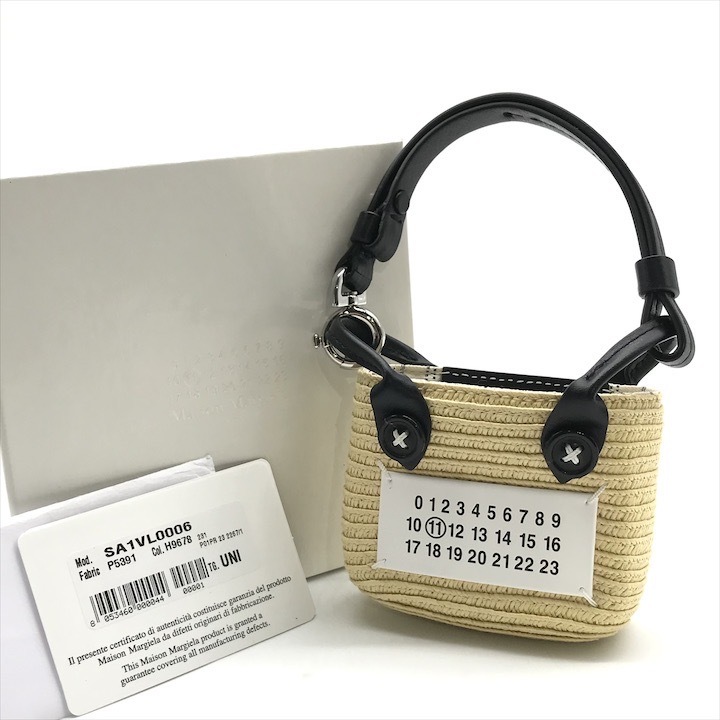 展示品 Maison Margiela メゾンマルジェラ ラフィア ストロー マイクロ ハンド バッグ ポーチ レディース ブランド 小物 k5703