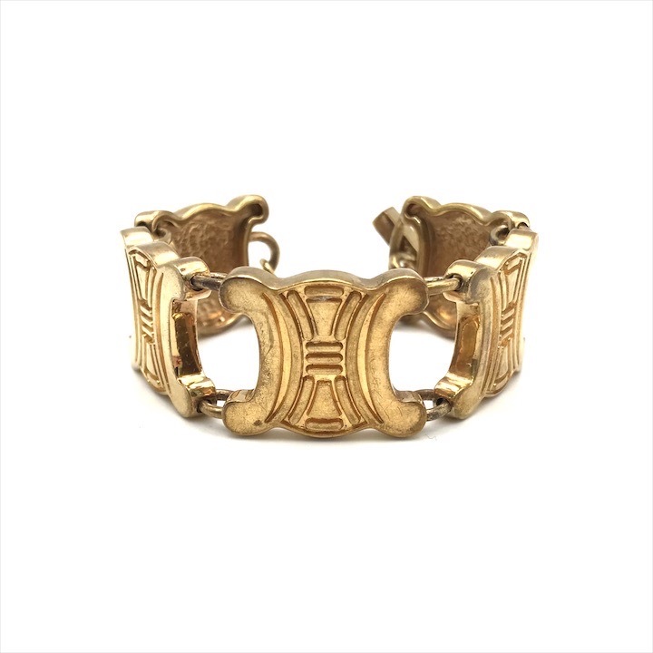 良品 CELINE セリーヌ マカダム トリオンフ ゴールド GP ブレスレット ブランド アクセサリー 小物 k5707