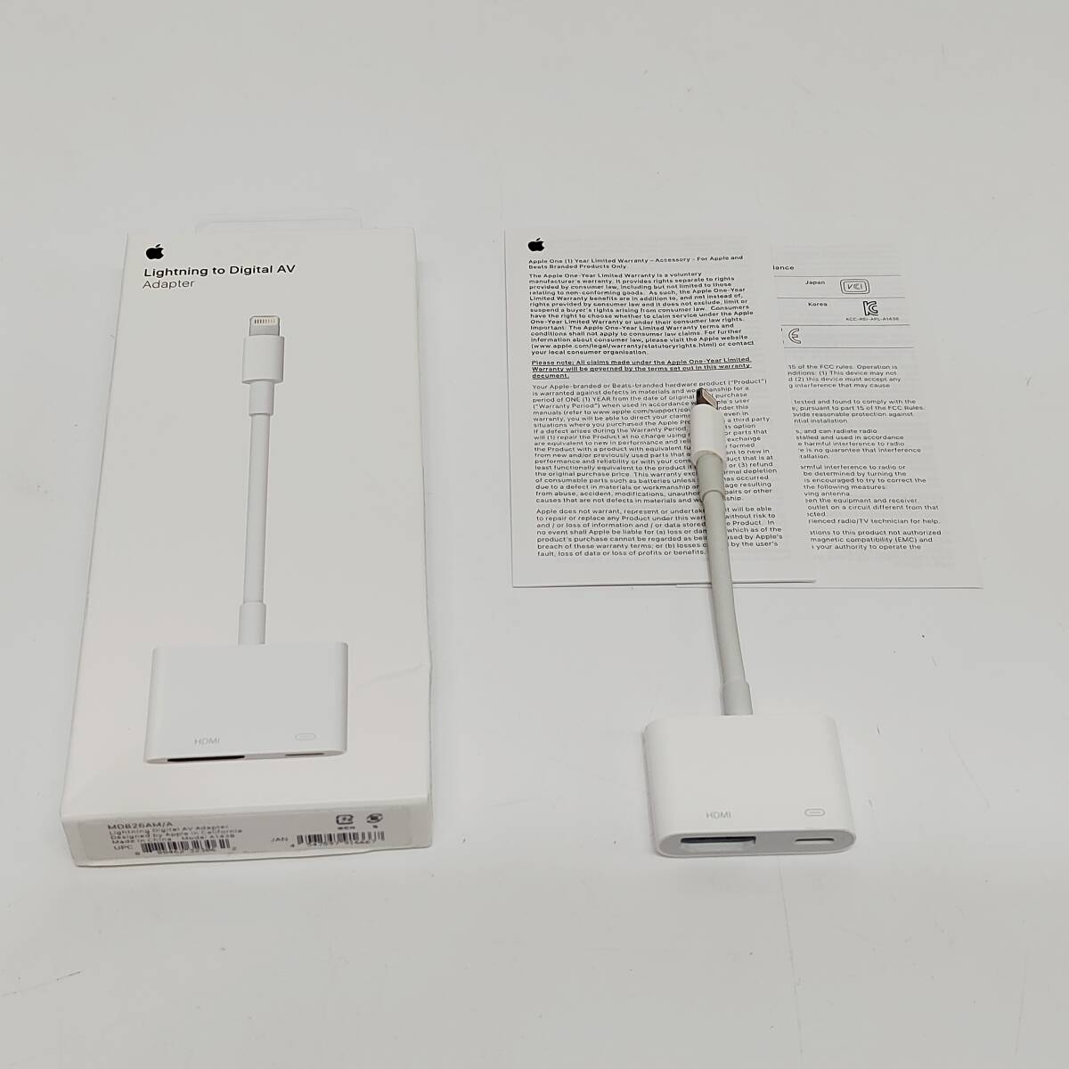 ●動作品 アップル A1438 HDMI変換ケーブル Apple AVアダプタ Lightning Digital ライトニング iPhoneアクセサリー N1004