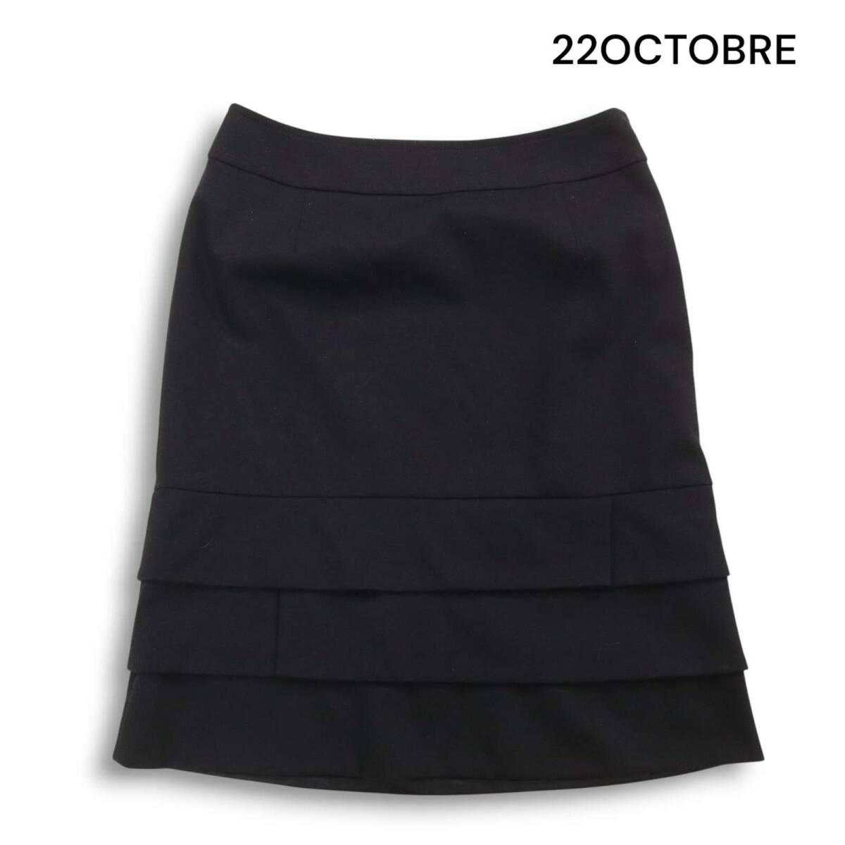 22OCTOBRE 22オクトーブル 通年★ ティアード スカート Sz.38 レディース 黒